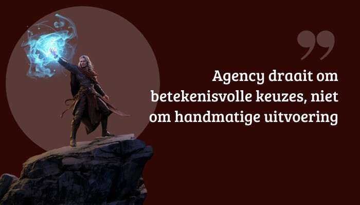 Quote-banner bij Baldur's Gate 3 met de tekst over agency en betekenisvolle keuzes
