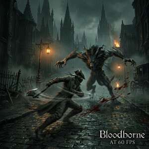 Bloodborne featured thumbnail met de Hunter in een gotische straat, bij artikel over 60 fps via ShadPS4