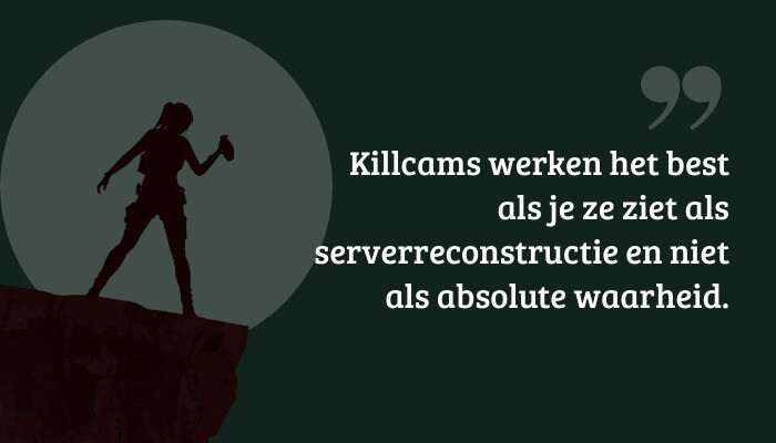 Counter-Strike 2 quote-banner met tekst over killcams als serverreconstructie, niet als waarheid