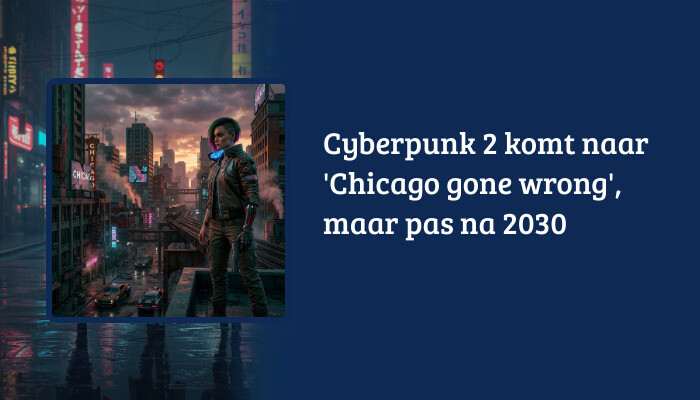H1-banner voor Cyberpunk 2077 met de titel over Cyberpunk 2 en de release pas na 2030