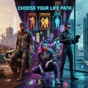 Cyberpunk 2077 featured thumbnail met V in neon Night City, passend bij het artikel over life paths