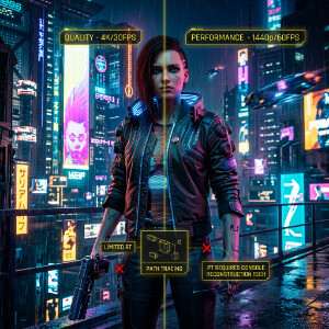 Uitgelichte thumbnail voor Cyberpunk 2077 artikel over PS5 path tracing en console-graphics
