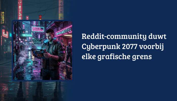 H1-banner voor het artikel over Cyberpunk 2077 met titeloverlay en neonachtige city-achtergrond