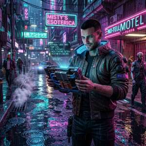 Featured thumbnail van Cyberpunk 2077 met V in neonverlichte Night City-stijl