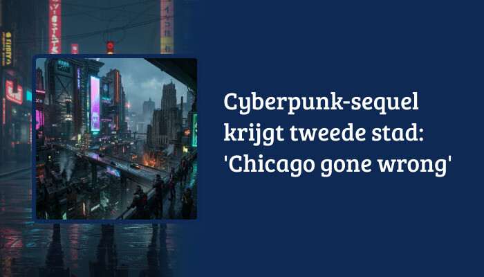 H1-banner voor Cyberpunk 2077 met neon stadsbeeld en titeloverlay over een tweede stad