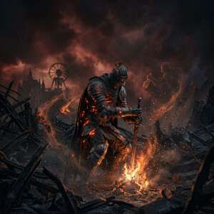 Dark Souls III featured thumbnail met de Ashen One en een sombere achtergrond bij het remake-gerucht