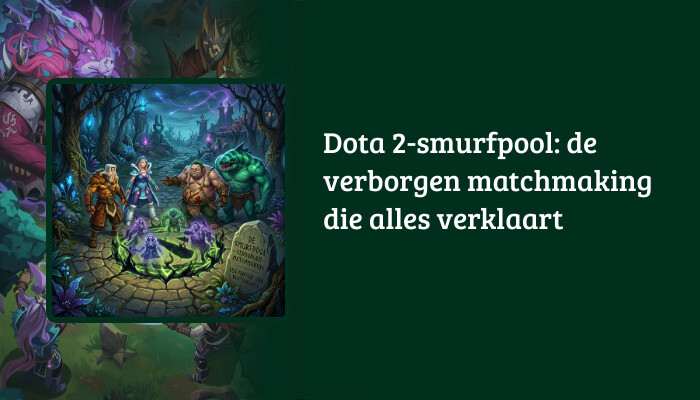 Dota 2 H1-banner met de titel "Dota 2-smurfpool: de verborgen matchmaking die alles verklaart"