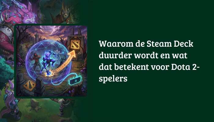H1-banner met titeltekst over Steam Deck prijsstijging en Dota 2, met hero-illustratie