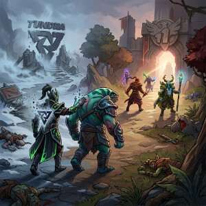 Dota 2 featured thumbnail met het Tundra Esports-logo in een donkerblauwe esports-achtergrond