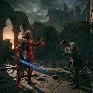 Elden Ring featured thumbnail met een geharnaste krijger in een duistere fantasy-omgeving