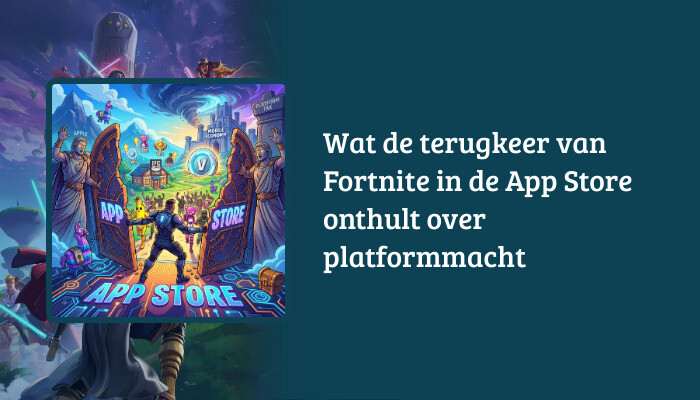 H1-banner voor artikel over Fortnite in de App Store met titeltekst over platformmacht