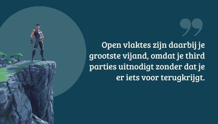 Fortnite quote-banner met pull quote over open vlaktes en third parties