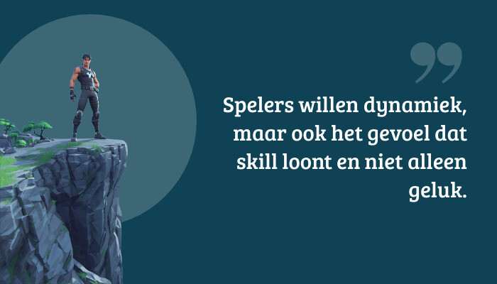 Fortnite quote-banner met citaatoverlay over skill versus geluk bij storm circles