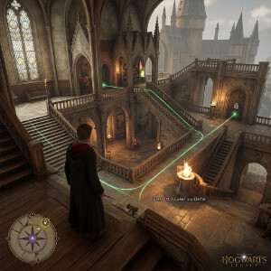 Hogwarts Legacy featured thumbnail met een leerling in tovenaarsgewaad voor Hogwarts, bij het thema onzichtbare rails