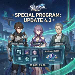 Featured thumbnail voor Honkai: Star Rail met personageportret bij aankondiging van update 4.3-livestream