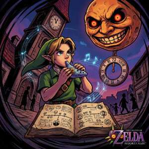 Featured thumbnail van The Legend of Zelda: Majora's Mask met de maan en de 3-daagse tijdlus sfeer