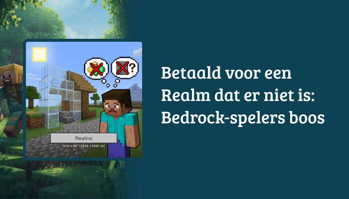 Minecraft Bedrock Edition H1-banner met de titel over een betaald Realm dat niet beschikbaar is