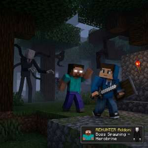 Uitgelichte thumbnail voor Minecraft (Bedrock Edition) met Herobrine en Slenderman bij REHUNTER