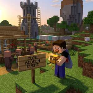 Minecraft featured thumbnail met Steve en blokkerige wereld, passend bij F2P-retentie en code-guides
