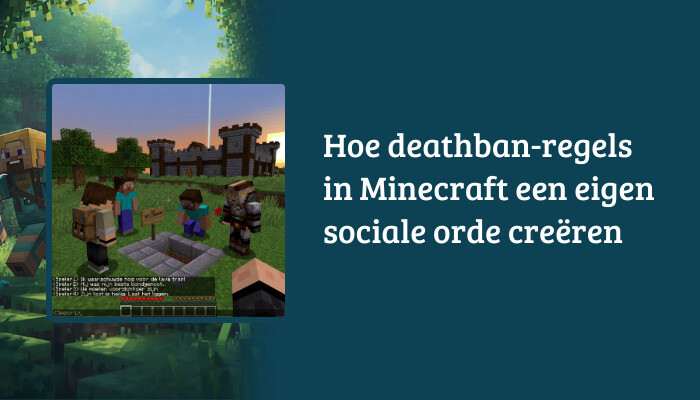 H1-banner voor Minecraft: Java Edition met artikeltitel over deathban-regels en sociale orde