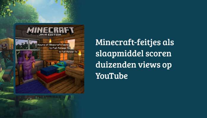 H1-banner voor Minecraft: Java Edition met titel over Minecraft-feitjes als slaapmiddel op YouTube