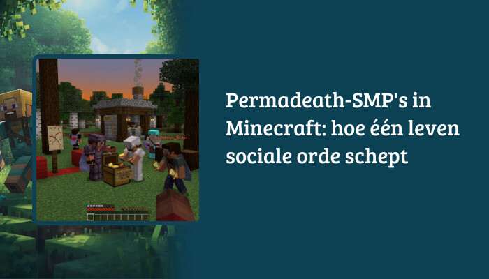 H1-banner voor Minecraft: Java Edition met de titel over Permadeath-SMP's als tekstoverlay