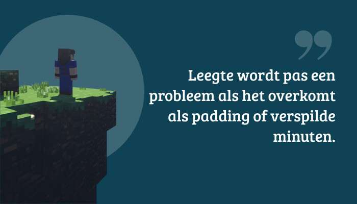 Minecraft quote banner featuring the pull quote about emptiness only being an issue when it feels like padding