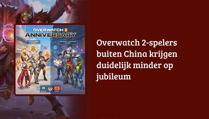 Overwatch 2 brede banner met artikelkop over minder jubileumbeloningen voor spelers buiten China