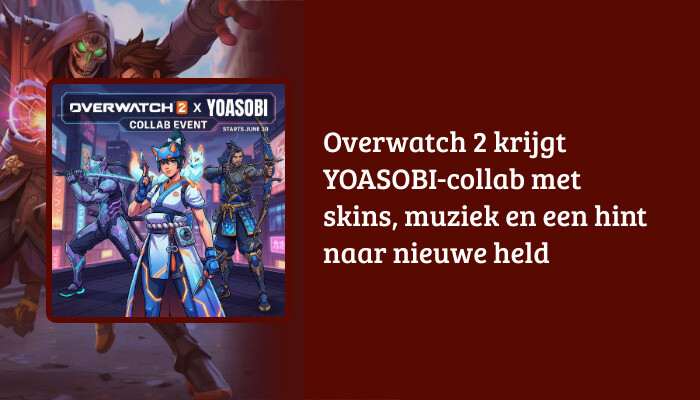 Overwatch 2 brede H1-banner met YOASOBI-collab artwork en de artikeltitel als overlay