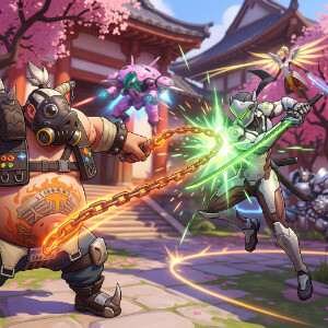 Overwatch featured thumbnail met Roadhog en focus op zijn haak na versie 2.0