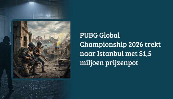 H1-banner voor PUBG: Battlegrounds met titel over PUBG Global Championship 2026 en $1,5 miljoen prijzenpot