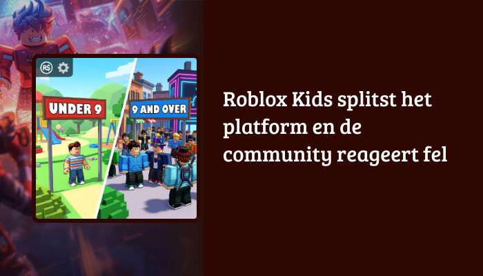 Brede Roblox H1-banner met de titel over Roblox Kids en een fel reagerende community