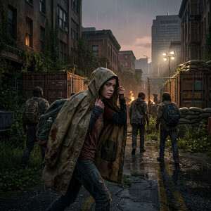 The Last of Us featured thumbnail met Joel en Ellie in een donkere, post-apocalyptische setting