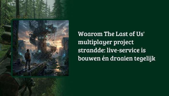 H1-banner voor The Last of Us met titeloverlay over waarom het multiplayer live-service project strandde