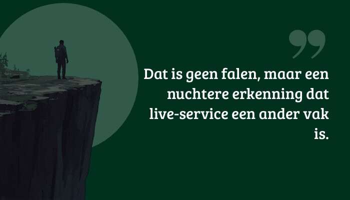 Quote-banner bij The Last of Us Online met de uitspraak over live-service als ander vak