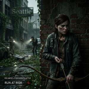 Featured thumbnail van The Last of Us Part II met Ellie in een donkere, regenachtige scène