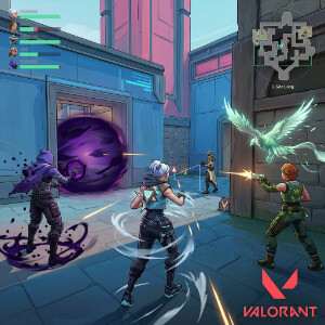Valorant featured thumbnail met een agent in neonstijl, passend bij een tactische shooter op pc