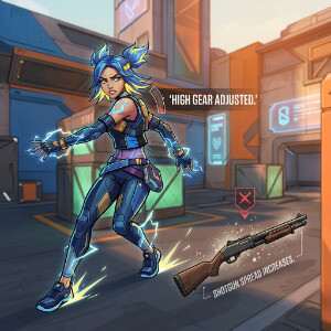 Valorant featured thumbnail met Neon en verwijzing naar patch 12.09 die shotguns en Neon nerft