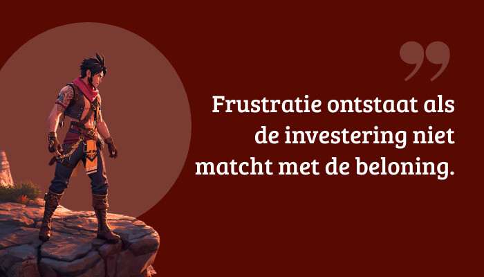 Valorant quote-banner met pull quote over frustratie wanneer investering niet matcht met beloning
