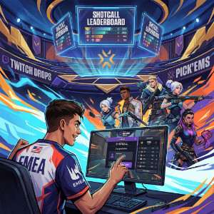 Valorant featured thumbnail met VCT Masters London branding en esports-sfeer