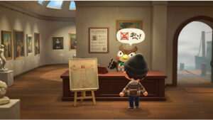 Animal Crossing: New Horizons thumbnail met Blathers en museumkunst, passend bij de gids om fake art te herkennen