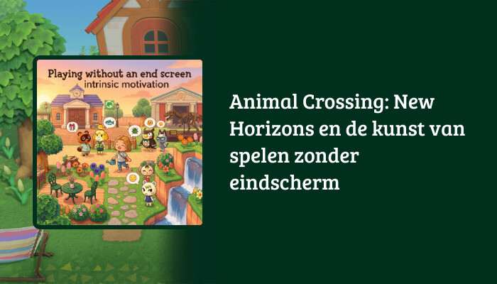 H1-banner voor Animal Crossing: New Horizons met titeloverlay over een rustgevende eilandachtergrond