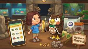 Featured thumbnail voor Animal Crossing: New Horizons over museumdonaties plannen met een museumachtige game-visual