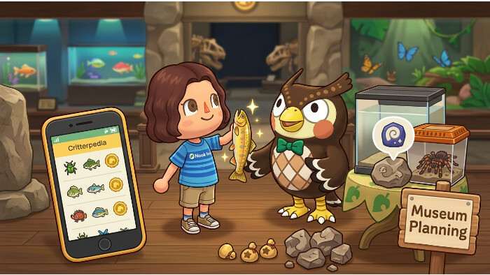 Featured thumbnail voor Animal Crossing: New Horizons over museumdonaties plannen met een museumachtige game-visual
