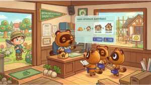 Featured thumbnail voor Animal Crossing met Tom Nook en een huis-upgrade bij de balie