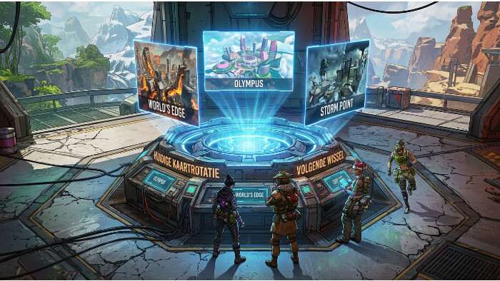 Apex Legends thumbnail met gradient achtergrond en titel over map rotation vandaag checken