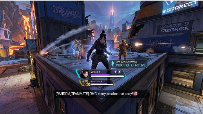 Apex Legends featured thumbnail over Solo Q carry met flirt-tekst op een kleurrijke achtergrond