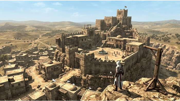 Assassin's Creed 1 uitgelichte thumbnail met de titel over Masyaf verkennen voor een complete gids