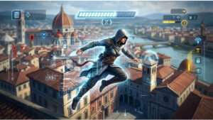 Assassin's Creed featured thumbnail met Animus-interface stijl en titeltekst over interface-uitleg