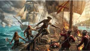 Uitgelichte thumbnail van Assassin's Creed IV: Black Flag met een piraatassassin en maritieme sfeer